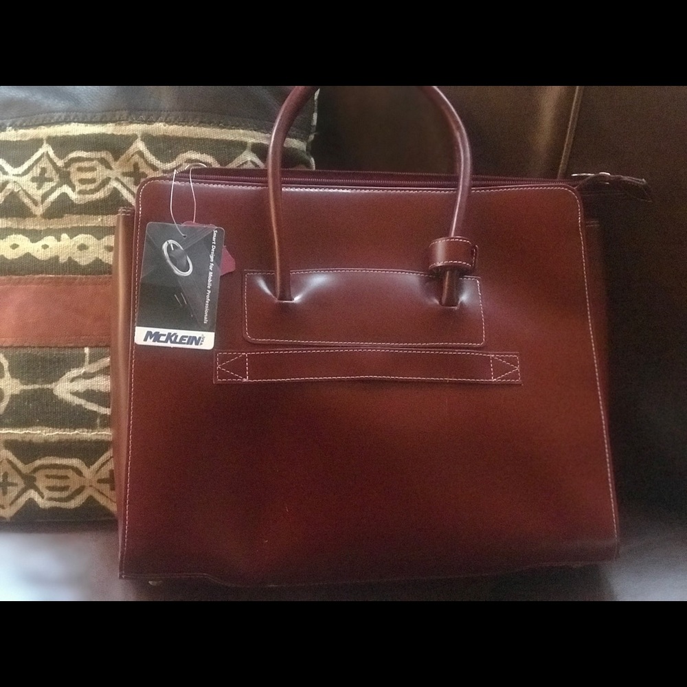 McKlein Lake Forest Leather Briefcase Dark Red